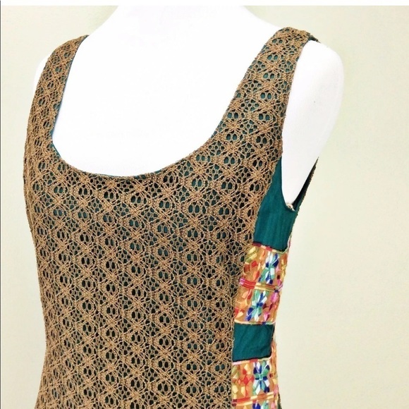 Judith March Mocha Crochet Shift Dress size large - Picture 2 of 8